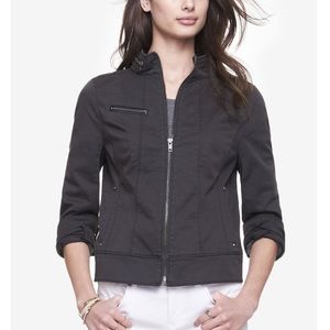 Express Twill Charcoal Zip Up Moto Jacket Size 6